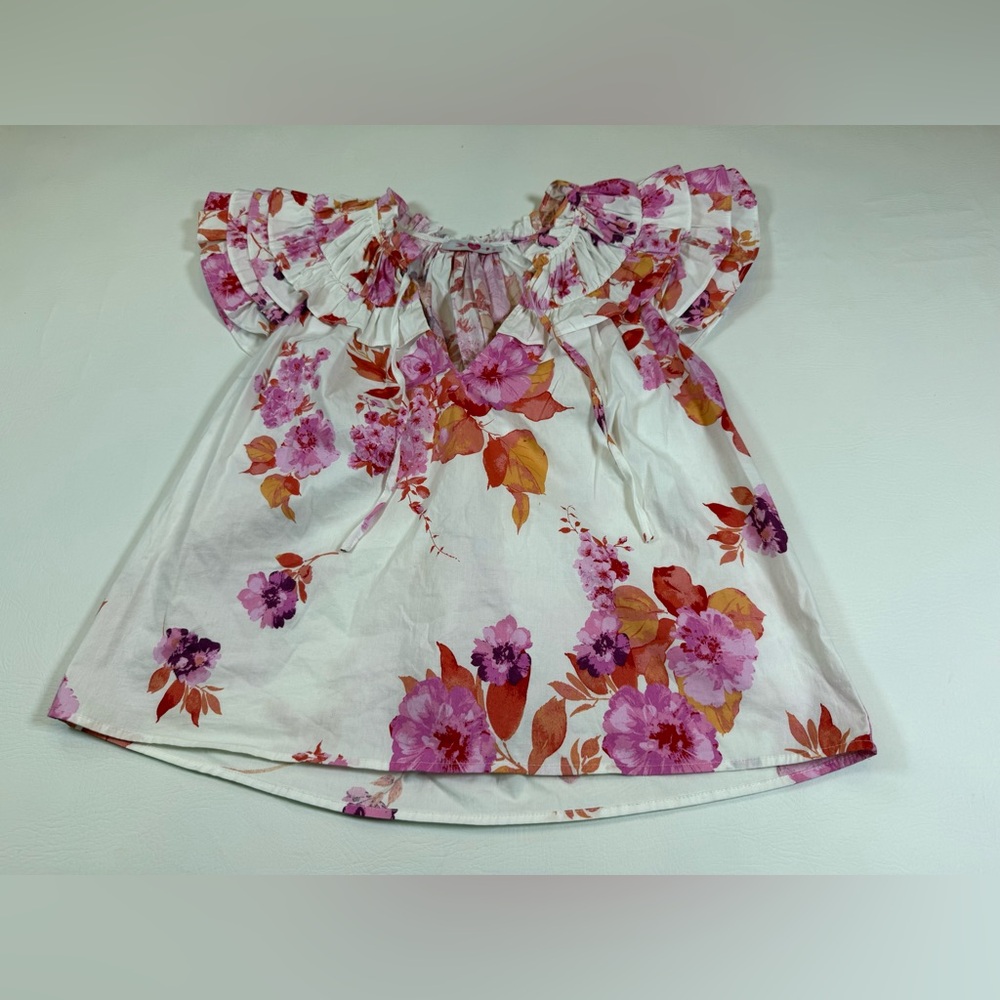 BuddyLove Carla Ruffle Eyelet Top - Mangrove women’s small pink floral (bin DD) - Picture 9 of 11
